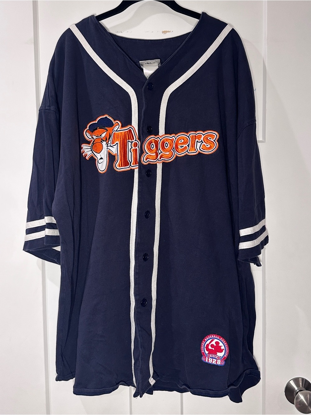 Disney Tigger Jersey Style Button Up Tee with Classic Tag and Orange Details